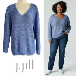 J.Jill Textured Open Weave Cotton Blend  Sweater Periwinkle Blue Size M